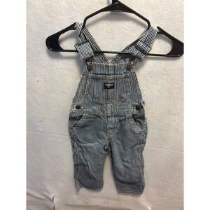 OshKosh B'gosh Blue White Pinstripe Denim Overalls Baby Toddler Size 2T